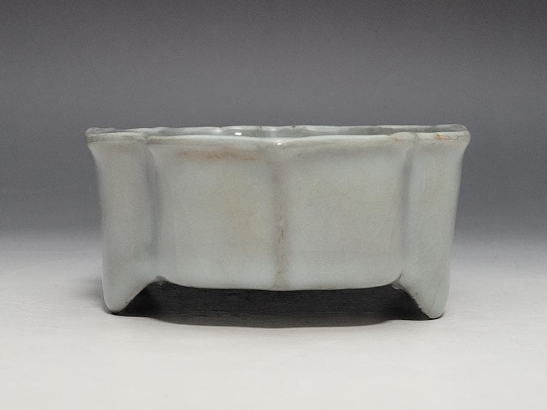 青磁 曇型 四足 筆洗 宋元時代 幅約13.2cm