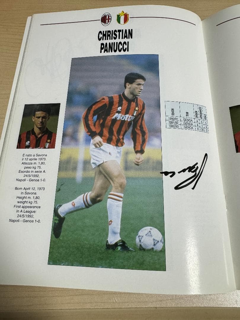直筆サイン入り 1993 AC MILAN オフィシャルガイドブック