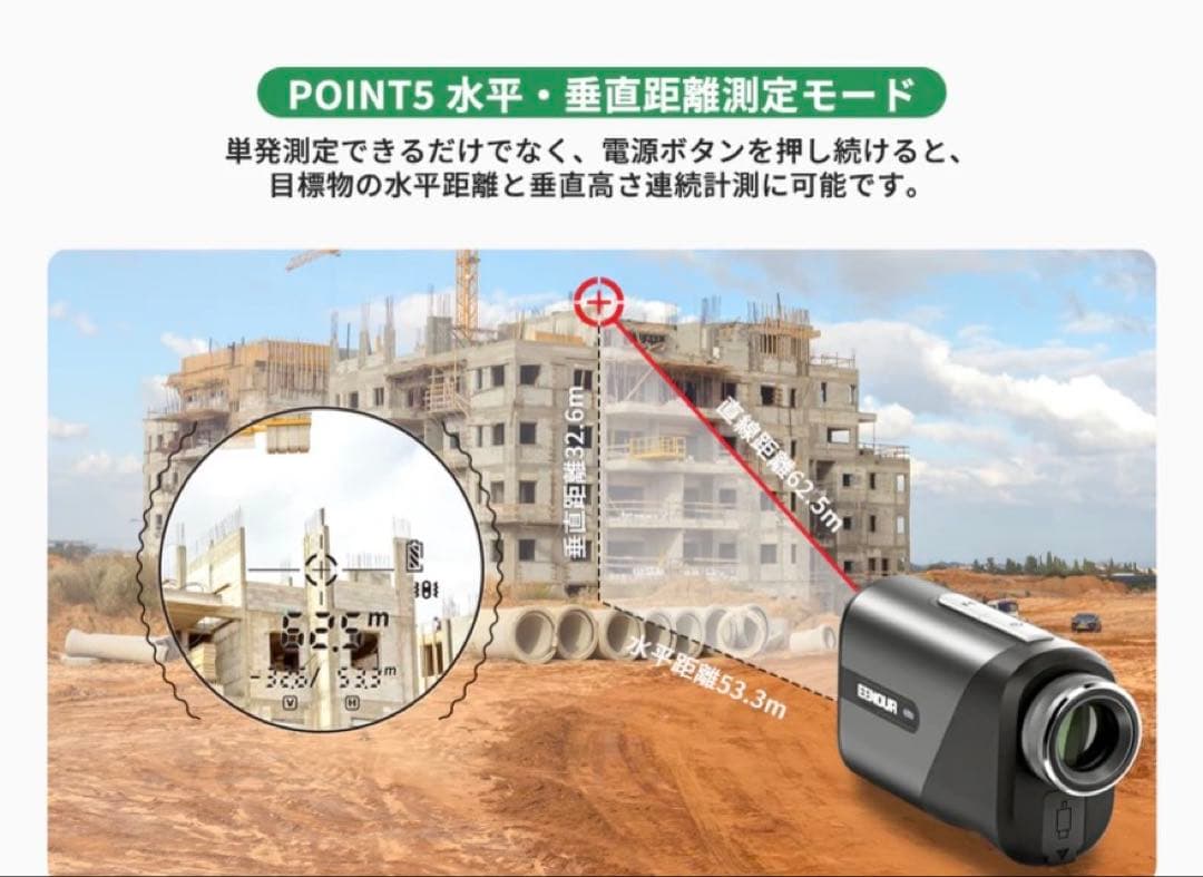 【新品・未開封品】EENOUR U800＋ゴルフ距離計 ブラック(3点間距離測)