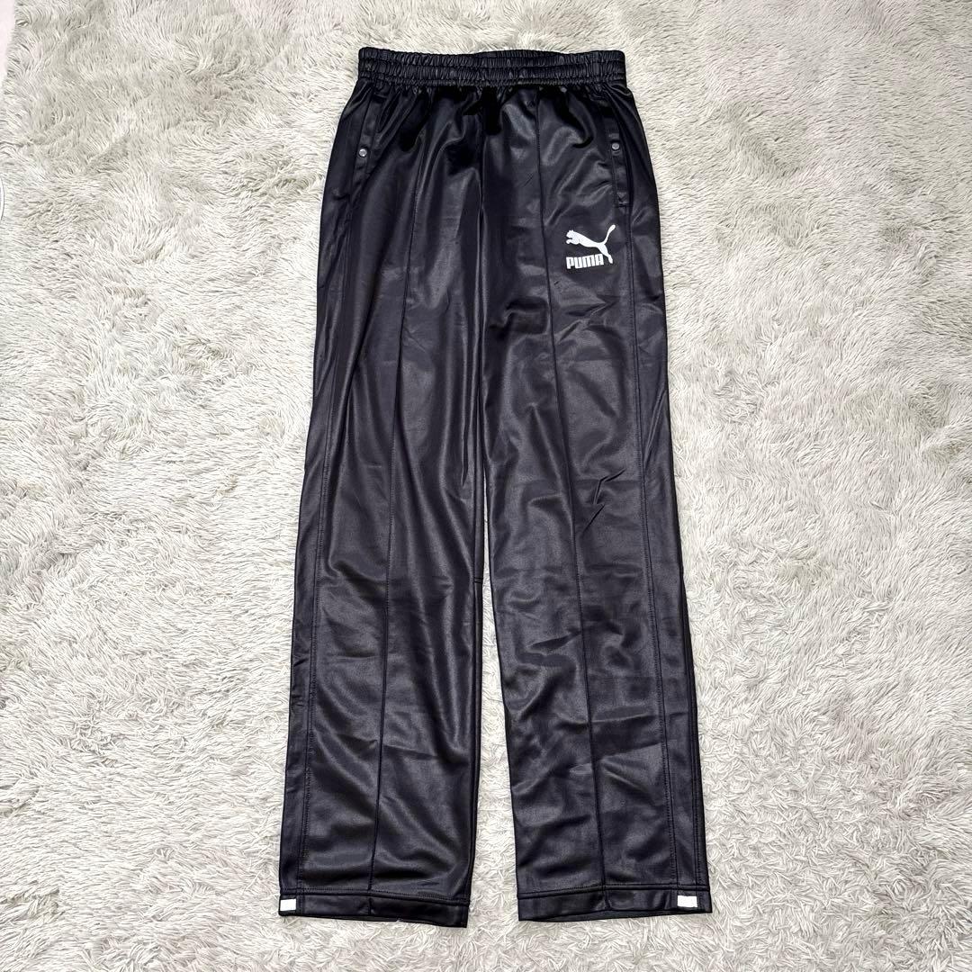 希少✨プーマ PUMA レザー調 Y2K ジャージ 上下 セットアップ 黒 M