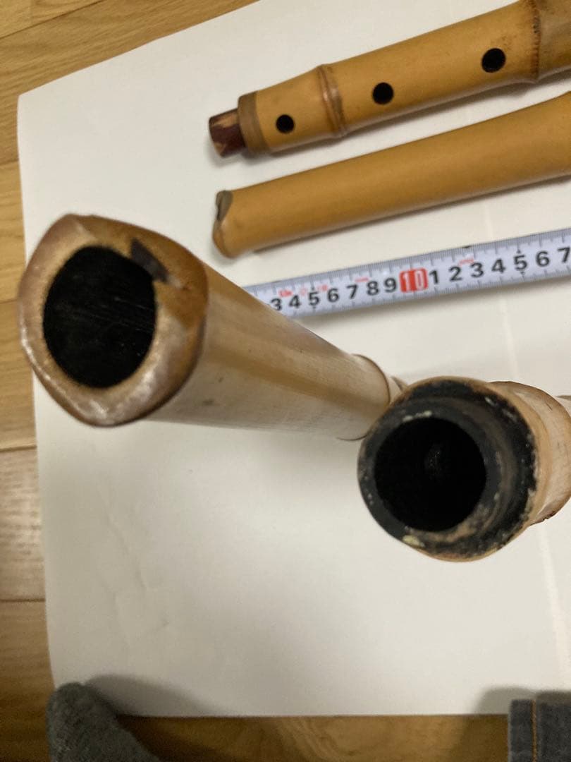 尺八 竹製 5穴　約５４.５ｃｍと４９ｃｍ２本セット 49ｃｍツナキ部調整要