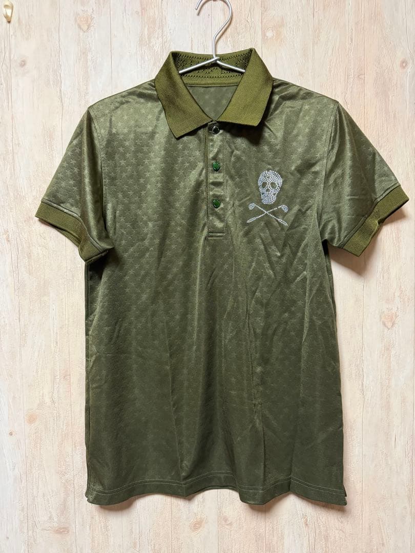 【最高級/美品】マークアンドロナ ポロシャツ M カーキ 星柄 スカル ストーン