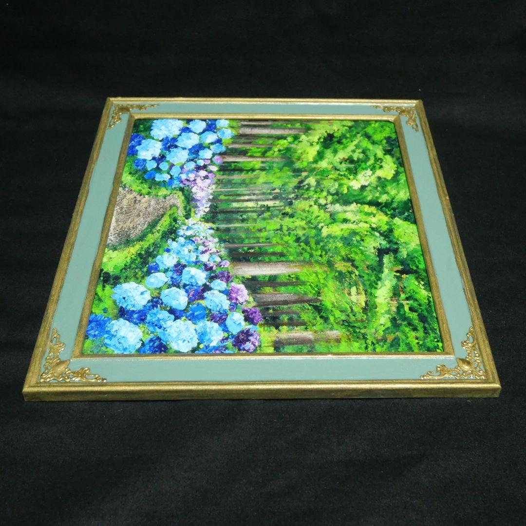 油絵 油彩 油彩画 絵画 絵【梅雨の紫陽花の道】