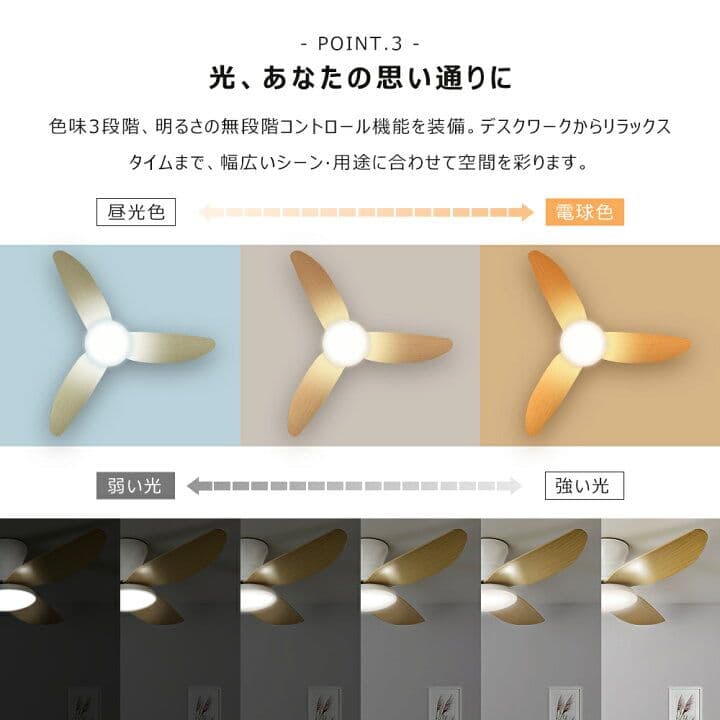 ✨️格安✨️LEDシーリングファンライト 調光調色 6段階調節 65cm 8畳