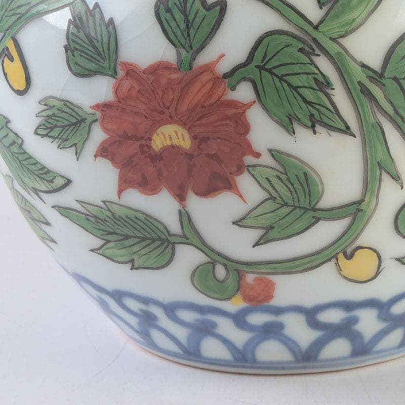 中国　色絵　花草文　瓢形瓶　花瓶　V　A7A
