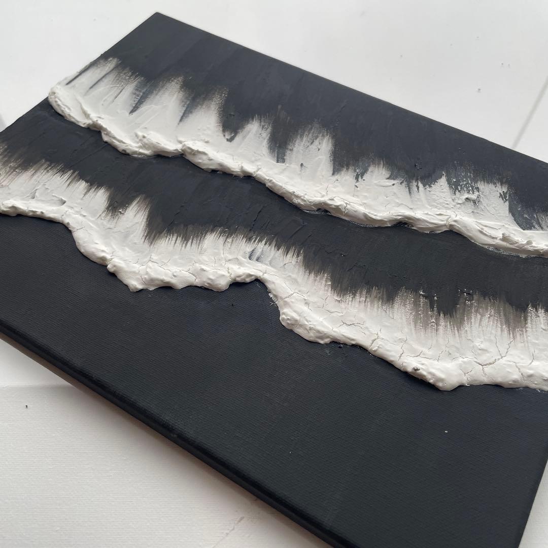 黒い海｜現代アート　絵画 テクスチャーアート　モダン　壁掛け　ブラック　F4