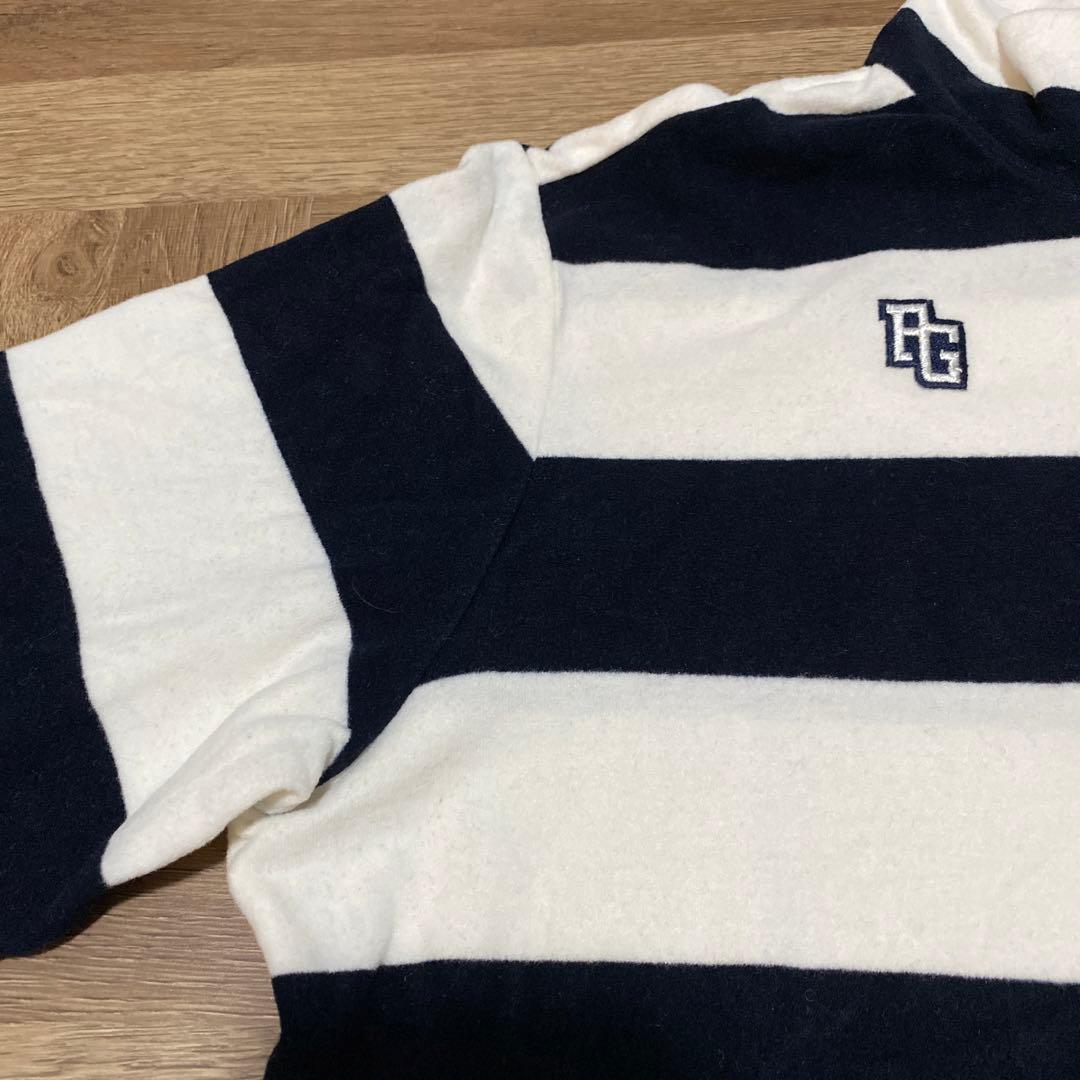 美品♡パーリーゲイツ♡モックシャツ♡ジップ♡ボーダー♡ホワイト♡ネイビー♡S