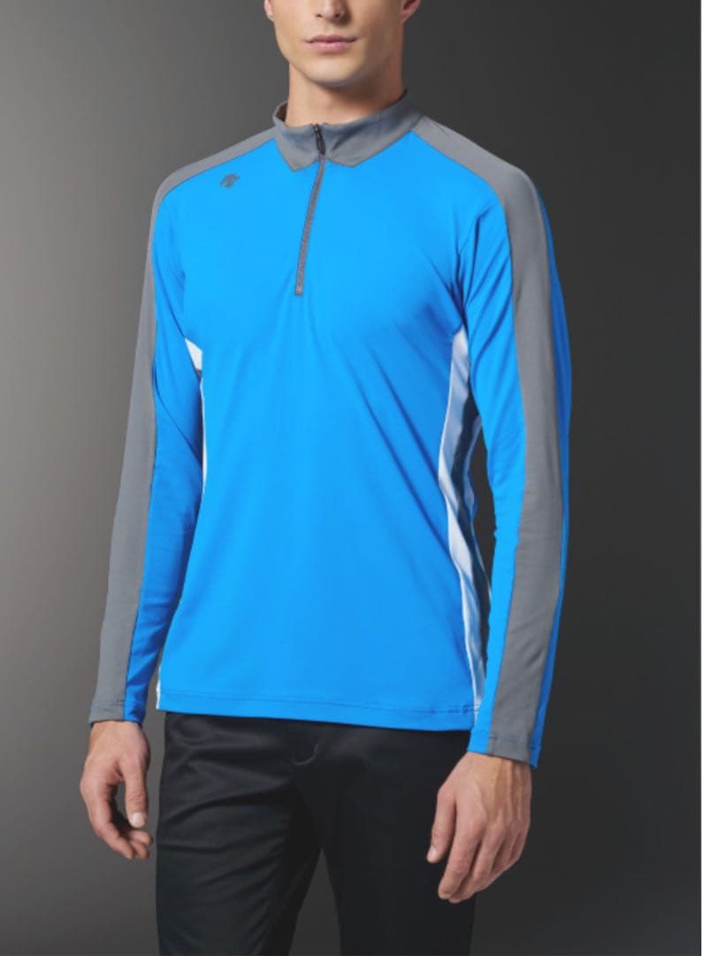 【美品】DESCENTE GOLF ジップスタンド ロングスリーブシャツ L