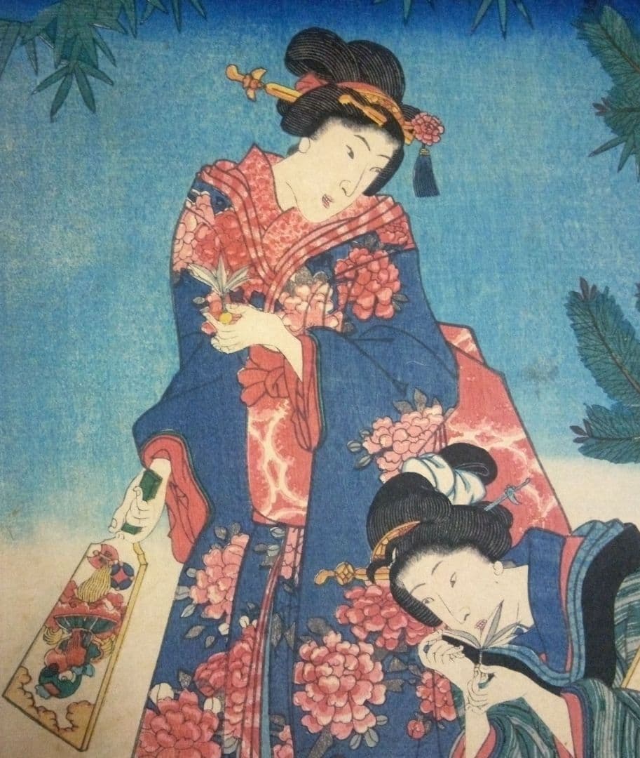 浮世絵、美人合十二月ノ内陸月(１月)三代歌川豊国(国貞)