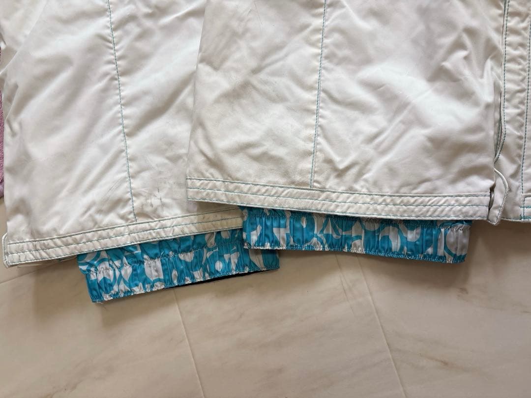 【ROXY】　レディーススノーボードウェア上下セット　ギンガムチェック　白