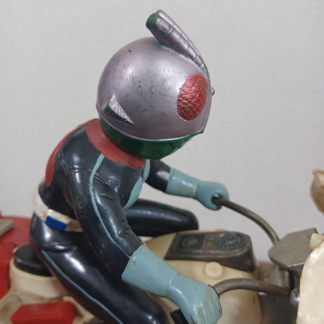 当時物　ヨネザワ製　銀マスク「仮面ライダー＆サイクロン号」フリクション走行玩具
