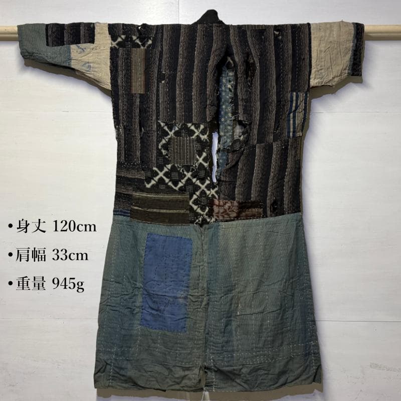 古布 木綿 藍染 刺子 継ぎ接ぎ 襤褸 ⑩ 野良着 サックリ さっくり boro