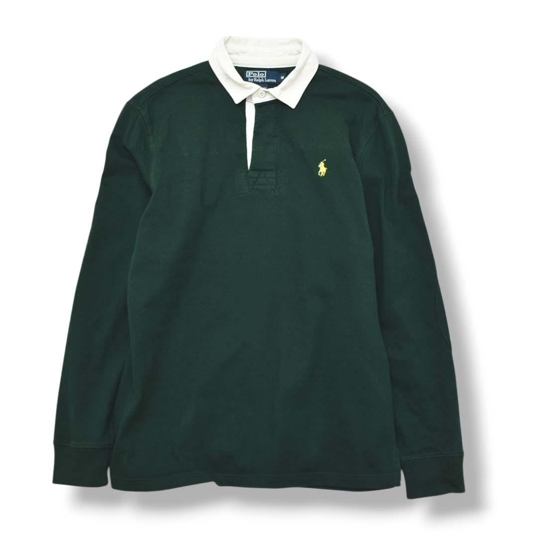 ✴︎かぶ✴︎ 　90s Polo ラルフローレン 長袖 ラガーシャツ M 緑