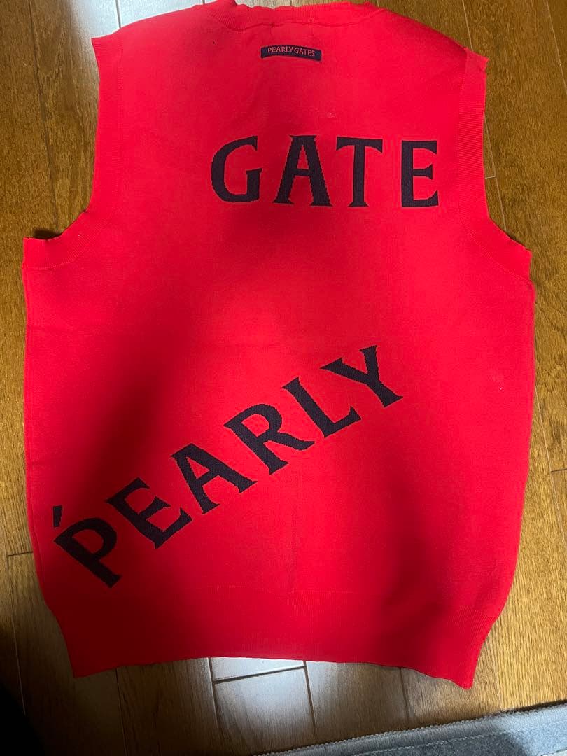 PEARLY GATES 赤 Vネックニットベスト
