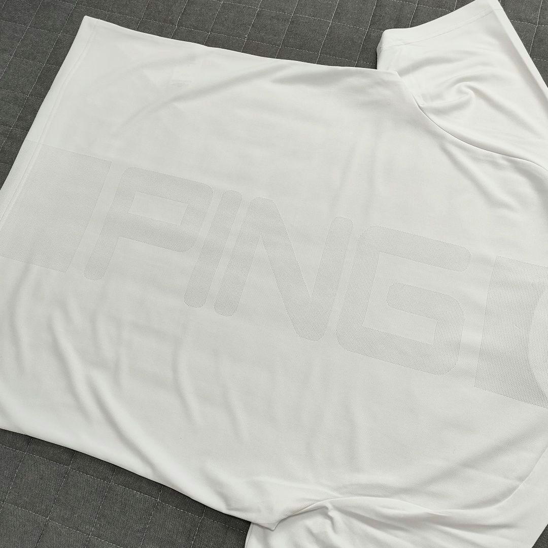 【新品タグ付】PING　モックネック　半袖シャツ　涼風　ストレッチ　ホワイト　M