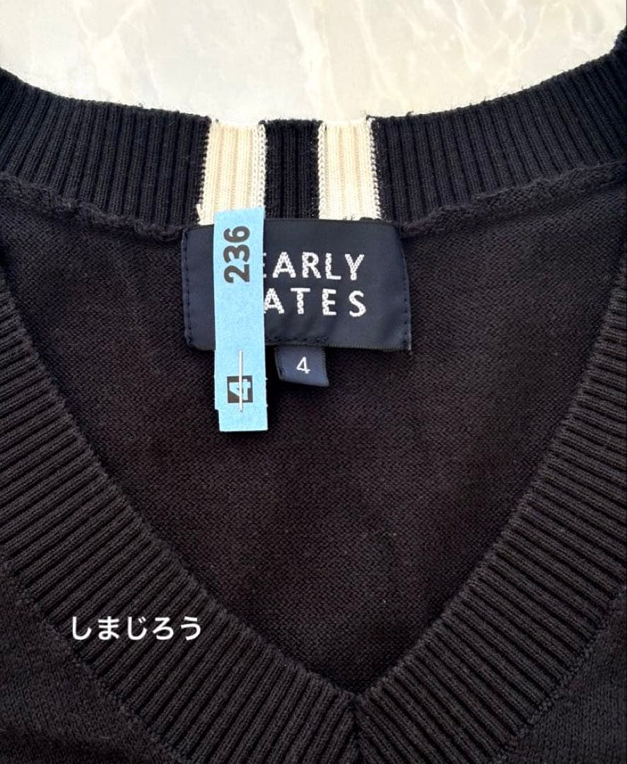 美品PEARLY GATES 薄手ニットベスト　4 ブラック×ホワイト