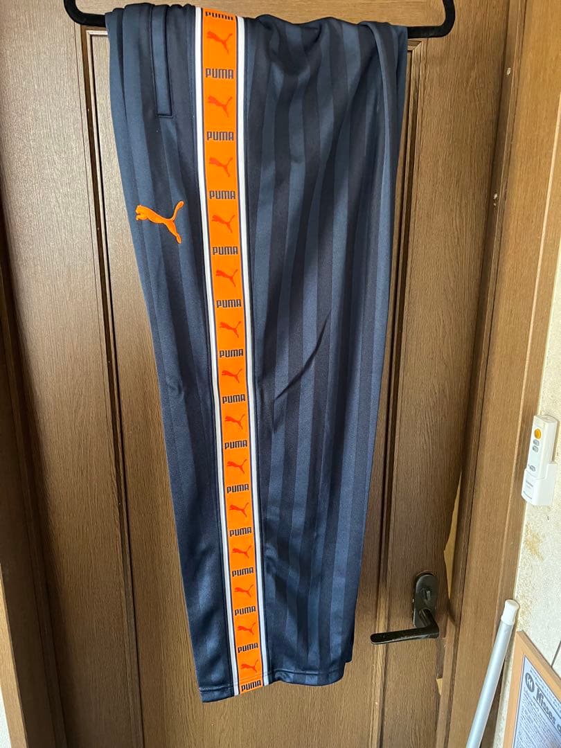 PUMA ストライプジャケット S-M パンツM 上下セット ネイビー/オレンジ