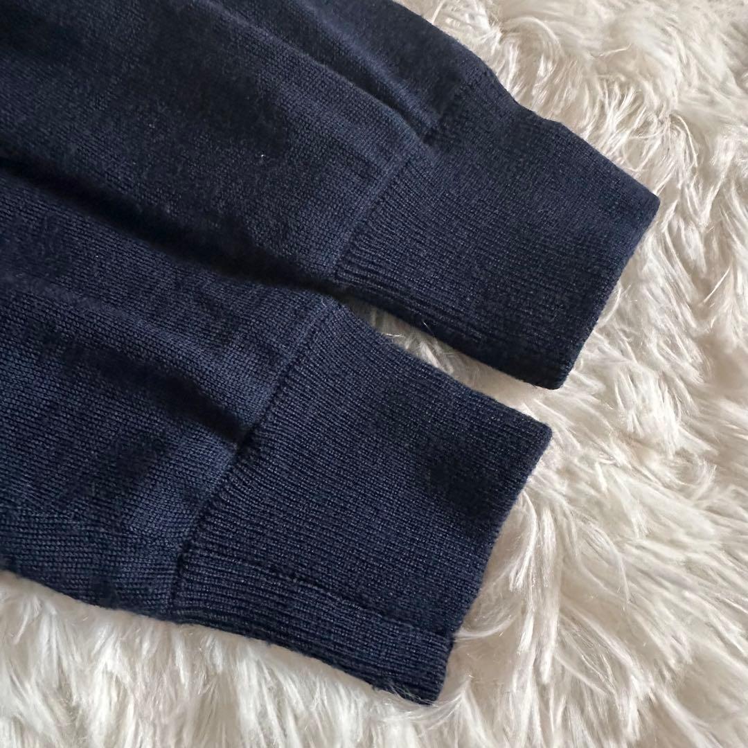 BEAMS GOLF 防風ニットブルゾン M ウール100% 暖かい ネイビー