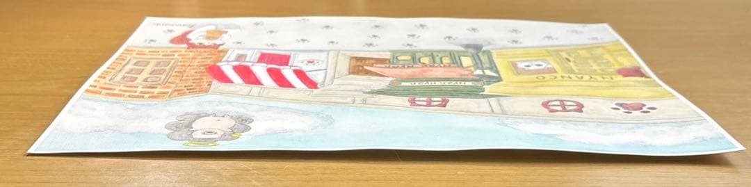 原画　ヨーロッパ風　猫の街　手描きイラスト　水彩　風景　街並み　猫　アナログ