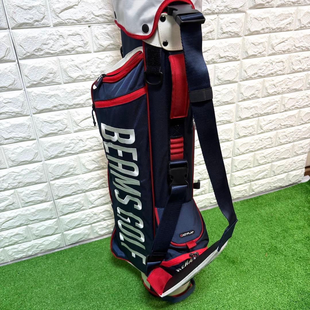 超美品　BEAMS GOLF キャディバッグ　紺/赤/白　スタンド式　良好