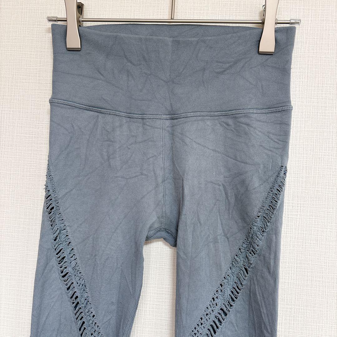 alo yoga ヨガウェア レギンス XS ブルー シームレス メッシュ