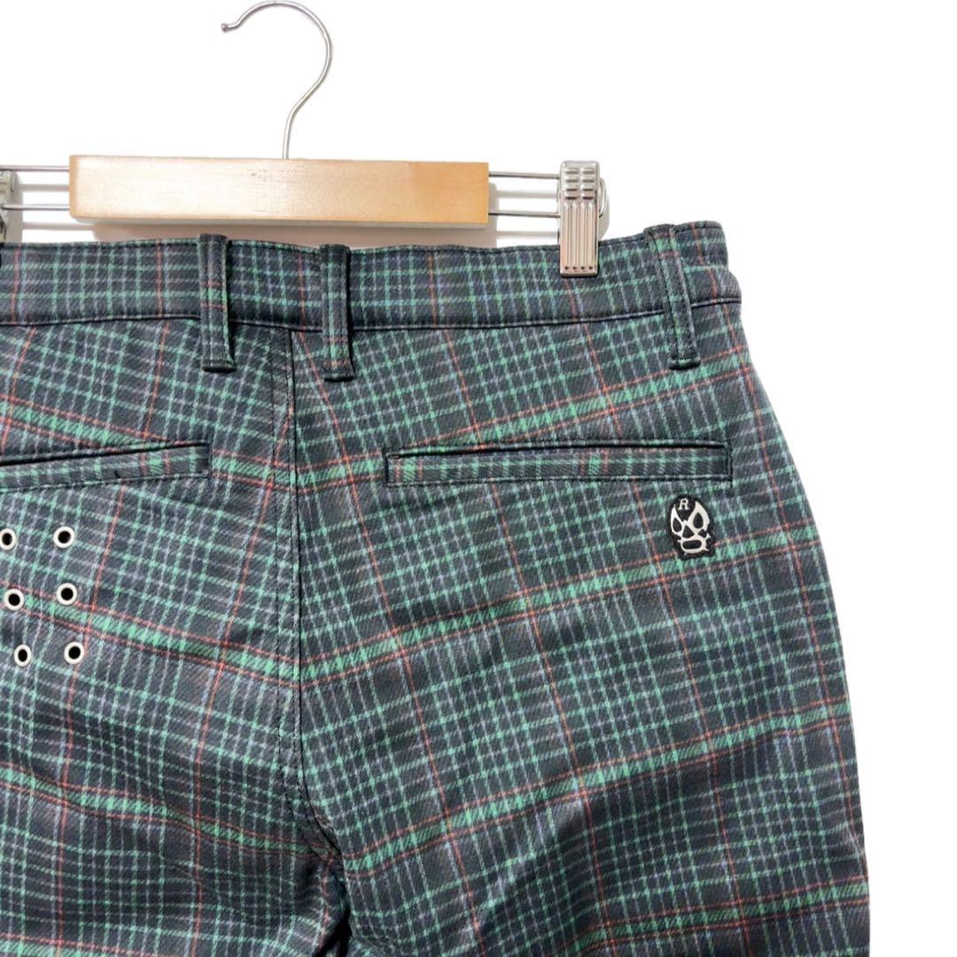 新品 ラッセルノ ゴルフ ストレッチ ウォーム チェック パンツ ネイビー M