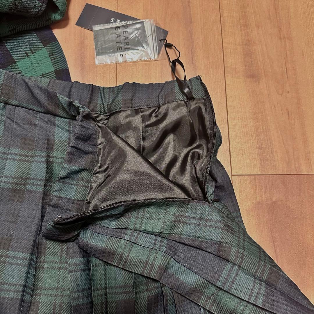 ポリエステルニット　プリーツスカート　春夏商品　ボウタイ　首リボン　セットアップ