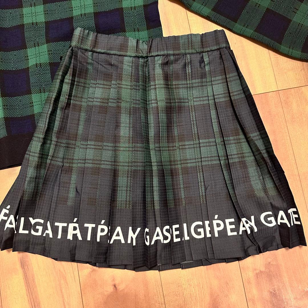 ポリエステルニット　プリーツスカート　春夏商品　ボウタイ　首リボン　セットアップ