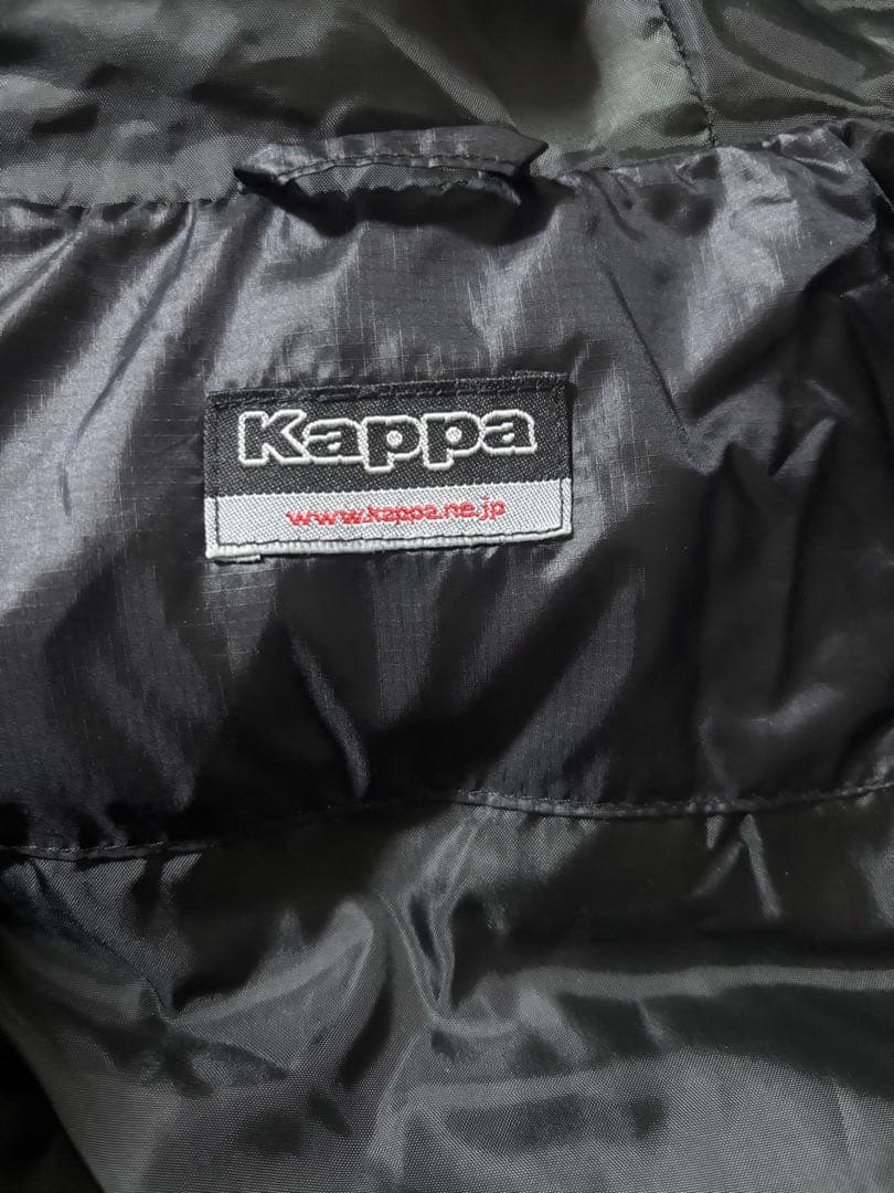 【KAPPA】ベンチコート ロング ダウン ロゴ バイカラー ブラック Oサイズ