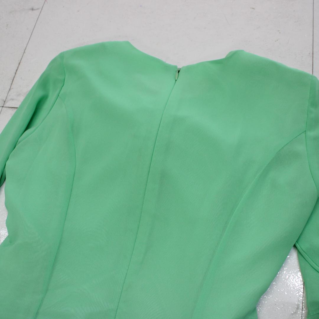 【美品 社交ダンス衣装】ワンピース ドレス U:NA 黄緑 パステル シンプル