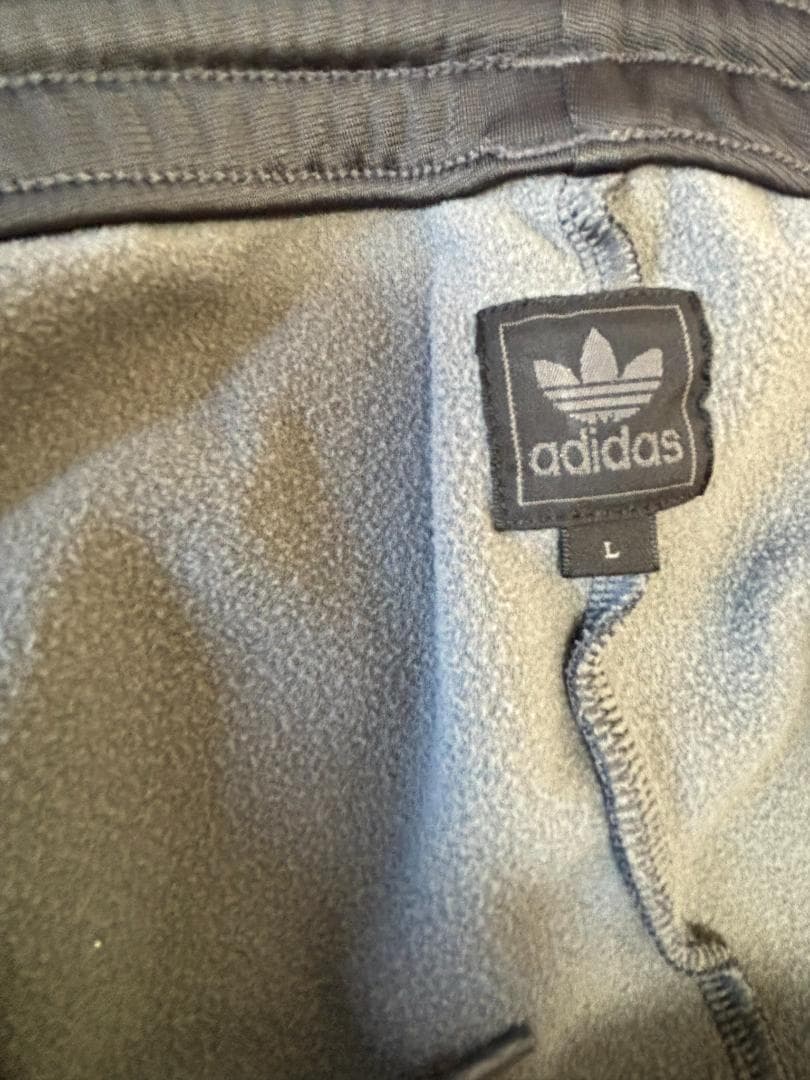00s adidas トラックパンツ フレア L グレー×ボルドー Y2K