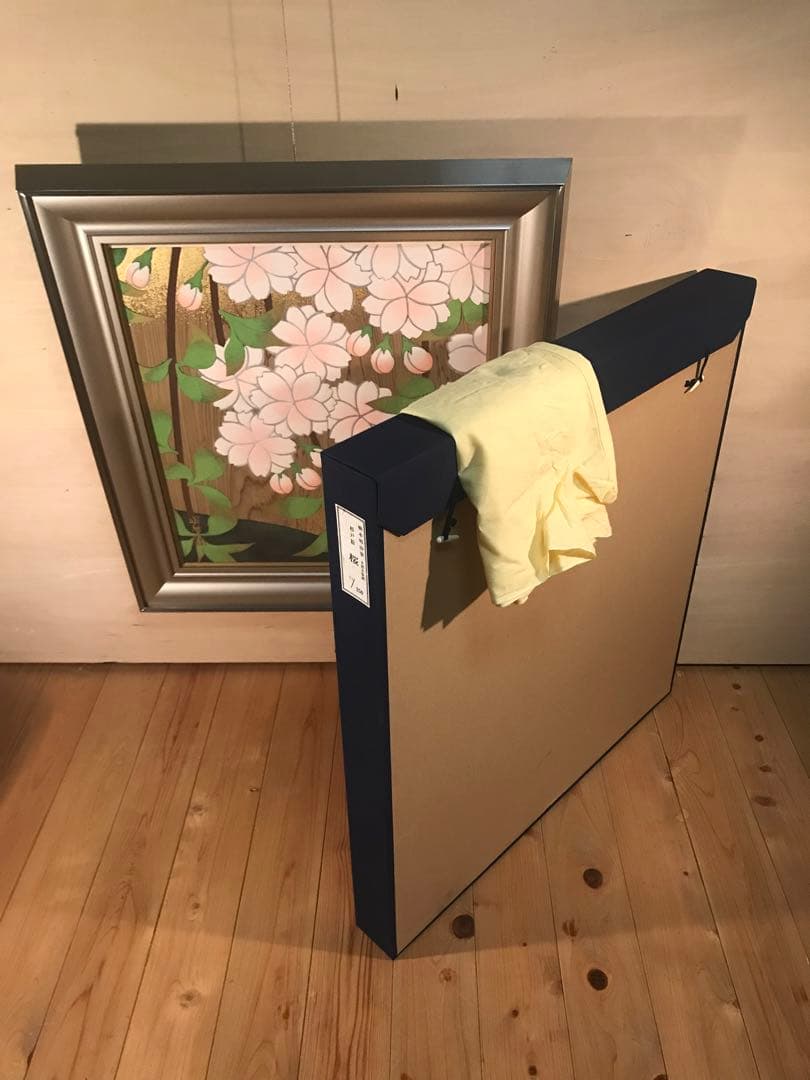 橋本明治　「杉戸絵・桜」　木版画　刷り込みサイン・作品証明シール有り