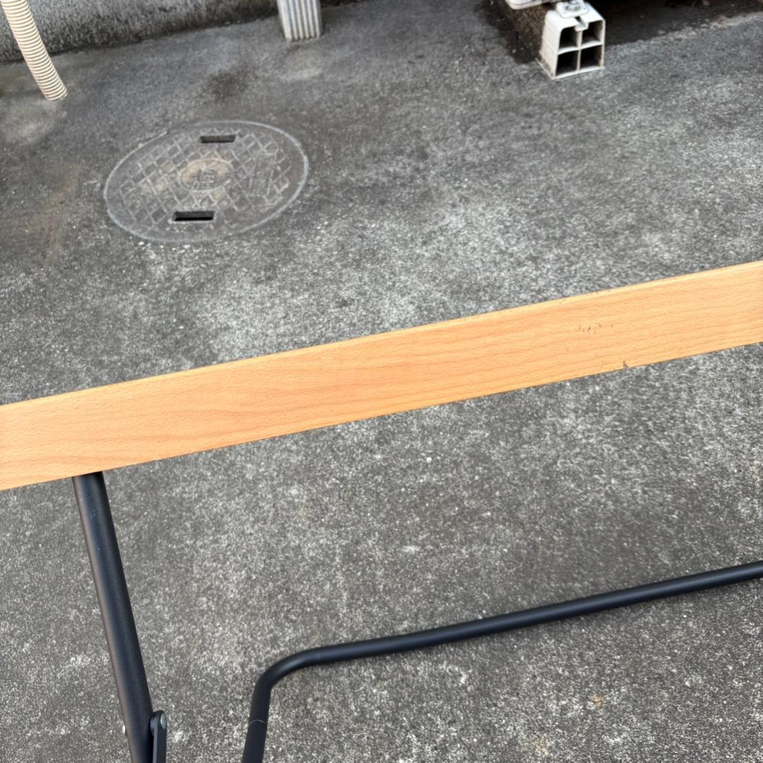 FIELDOOR 折りたたみテーブル 木製天板 アウトドア 90×60×45