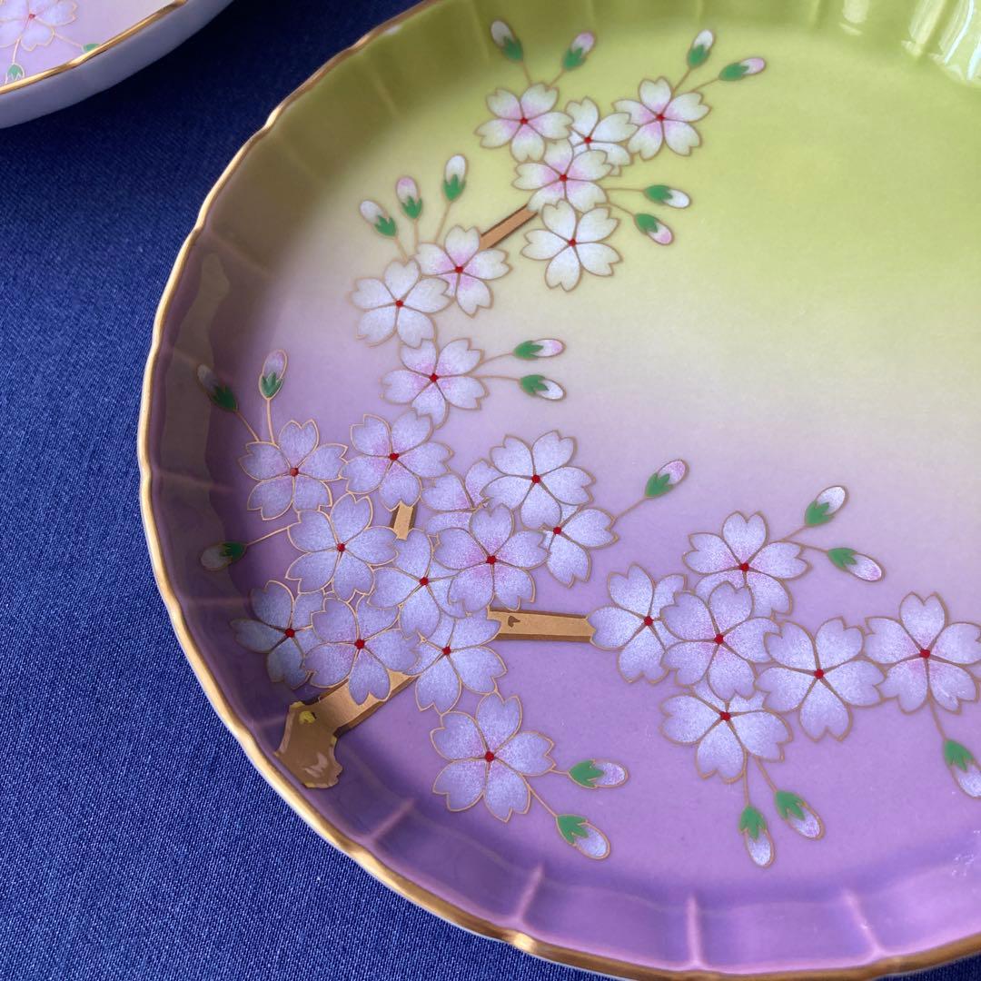 香蘭社 満開桜　金彩　桜絵　中皿 和食器 和皿