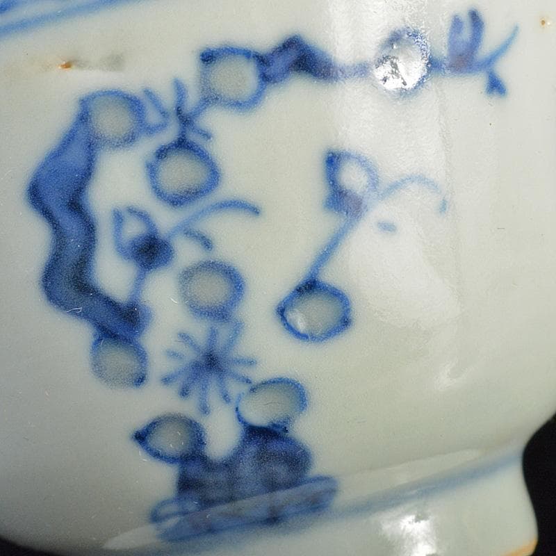 煎茶道具　康煕年製款　青花蓮花文　透蛍手煎茶碗　六客　H　R7457