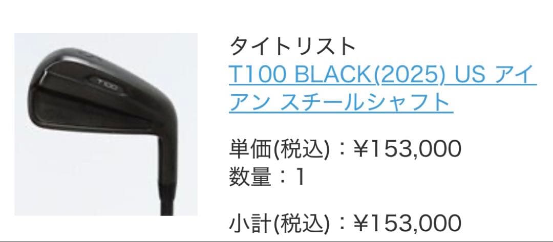 タイトリスト　T100 ブラックアイアン　4〜P プロジェクトX LZ6.0
