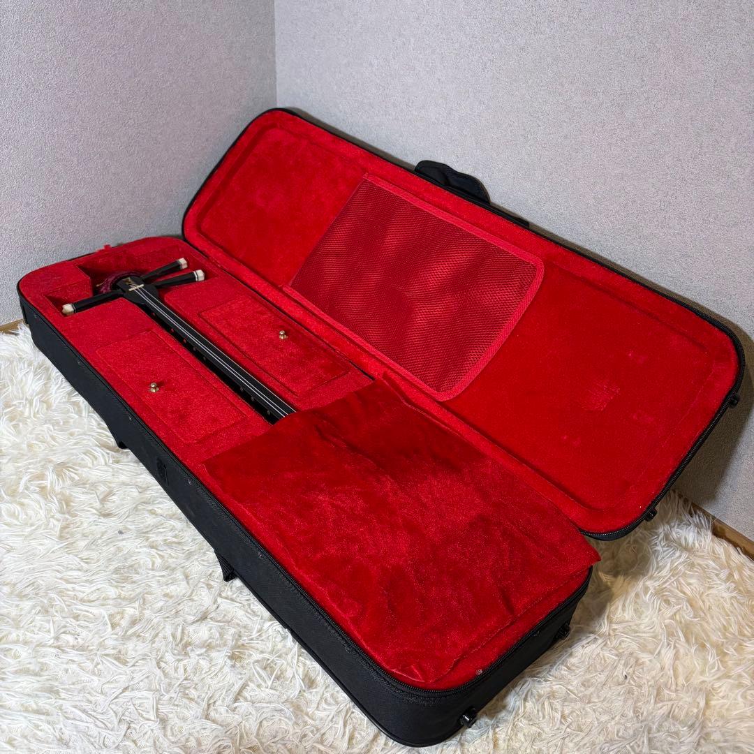 【極美品】沖縄三線　真壁型 合皮 人工皮 セミハードケース付 付属品多数