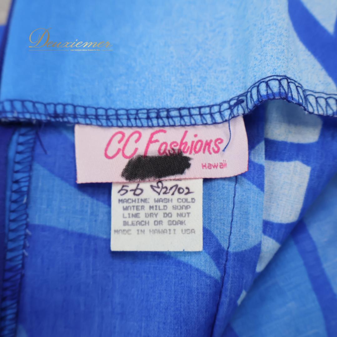 【ハワイ製 フラダンス衣装】ブルー CC Fashions ワンピース 青 水色
