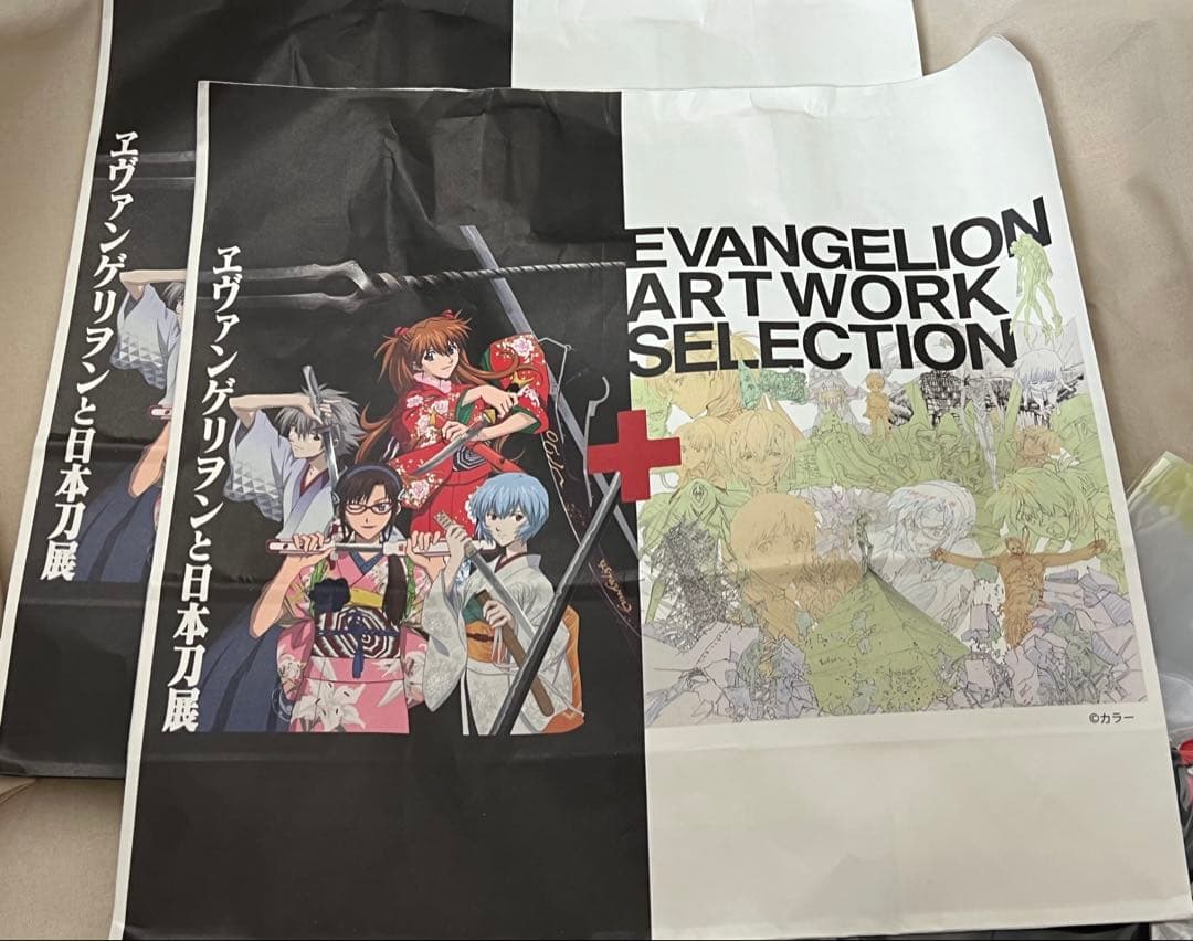 匿名配送/エヴァゲリヲンと日本刀展 缶バッジ他グッズ12点セット