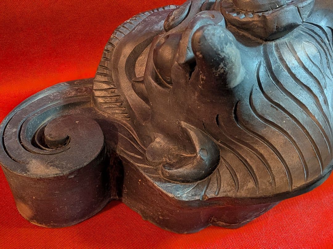 江戸時代後期幕末頃魔除け鬼師造り横幅４４センチ重量９キロ㌘凄まじい迫力古瓦当時物