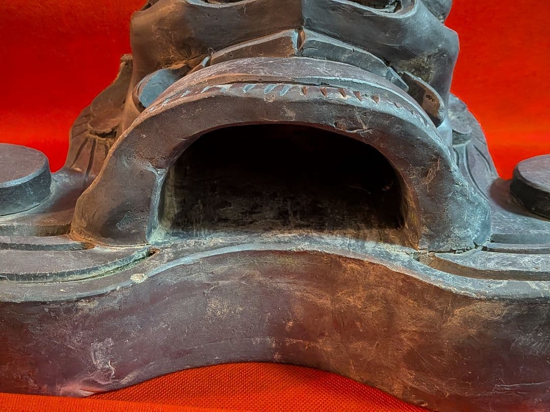 江戸時代後期幕末頃魔除け鬼師造り横幅４４センチ重量９キロ㌘凄まじい迫力古瓦当時物