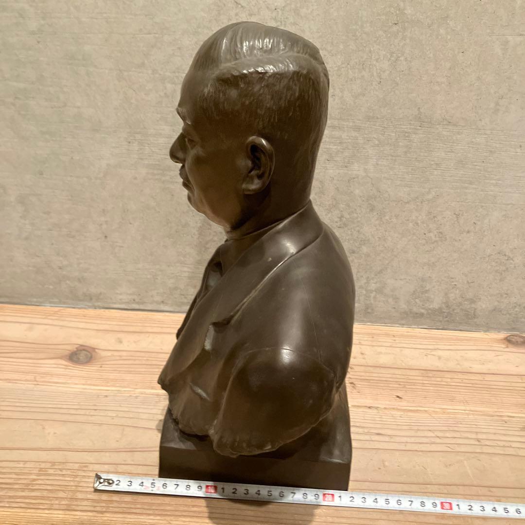 盛岡勇夫 作 ブロンズ 銅像 胸像 立体写真像 昭和レトロ 珍品 置物 飾り物