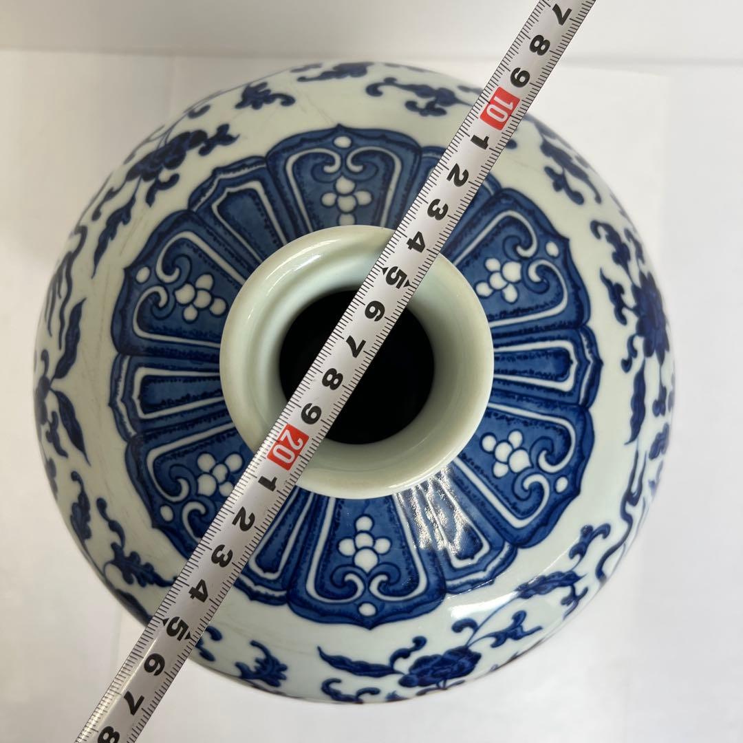 専用　中国清時代大清乾隆年製青花龍図花瓶　高さ35cm 東K8-0312トコオコ