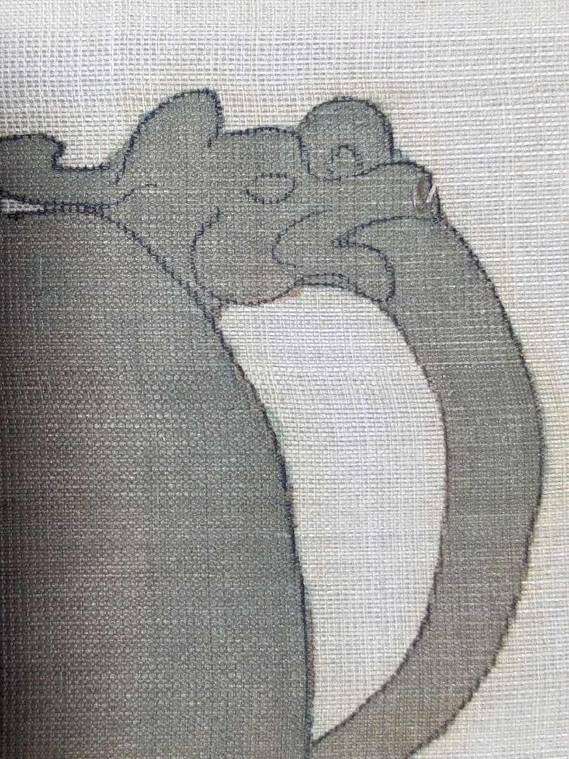 ♦中国書家 絹本墨彩色画 獅子形茶壺花木図 茶掛け 掛け軸 水墨画 書画 骨董品