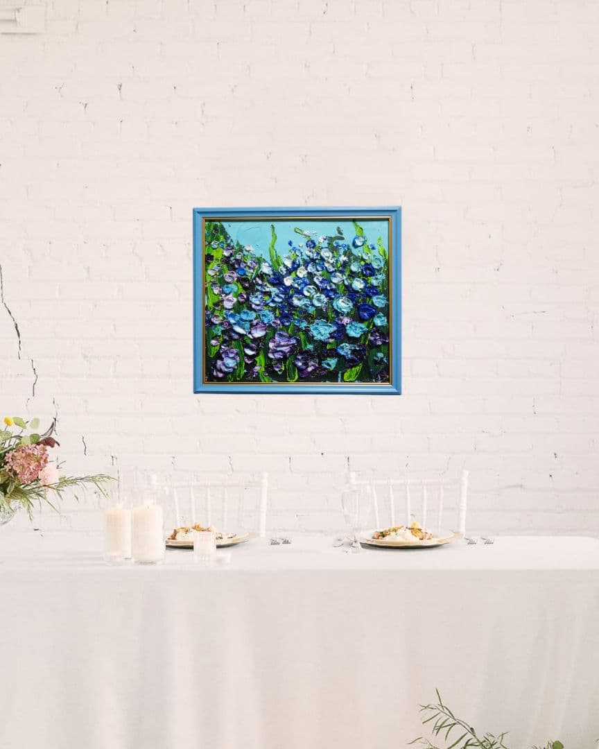 油絵 油彩 油彩画 絵 絵画 【blue flower field】