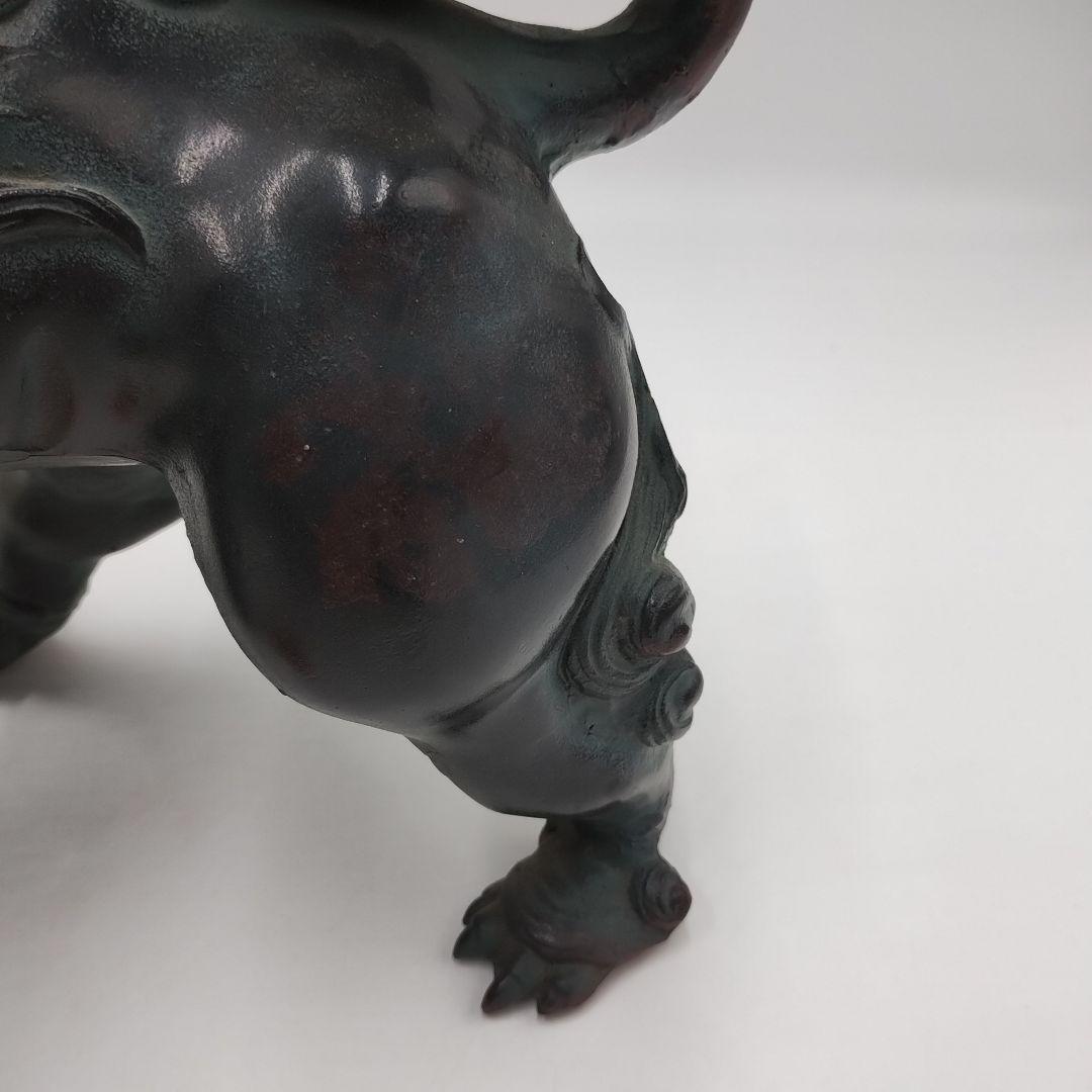 w 鉄製 玉獅子 オブジェ 置物 縁起物 魔除け 開運 玉乗り獅子