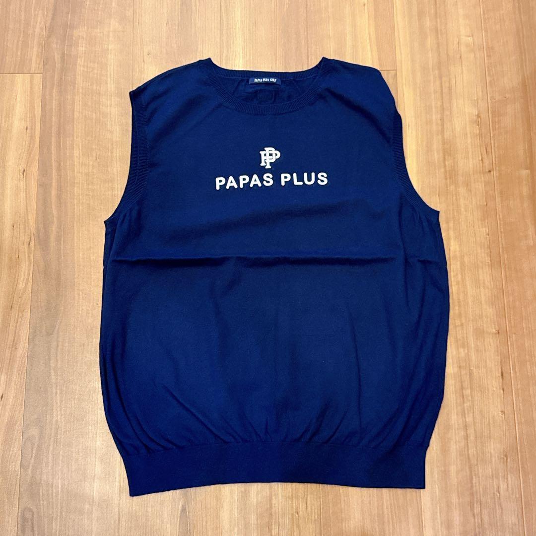 【数回着用・美品】PAPAS パパスプラス ベスト PLUS GOLFネイビー