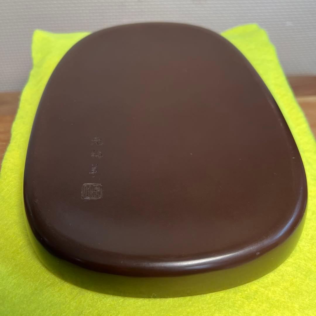 ⭕️紅渓石硯　名工　原口梅羊　蟹、透かし彫刻　超絶技巧　未使用近い美品　古い作品