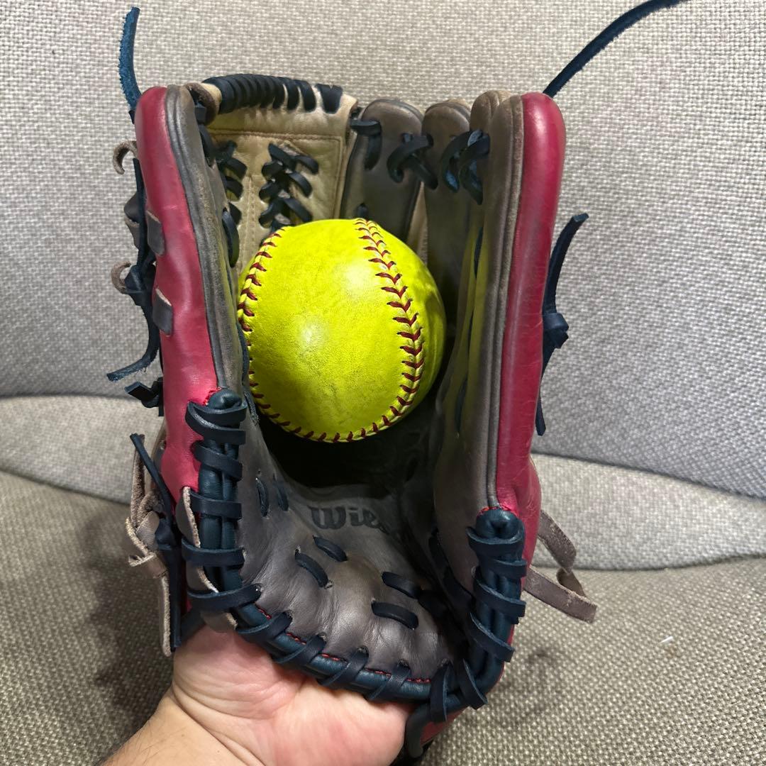 値下げ不可【中古】Wilson 一般ソフトボール/軟式 内野用グローブ　リペア品