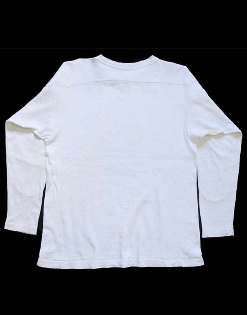 50s UNKNOWN 無地　コットン　フットボールTシャツ　ボロ　白